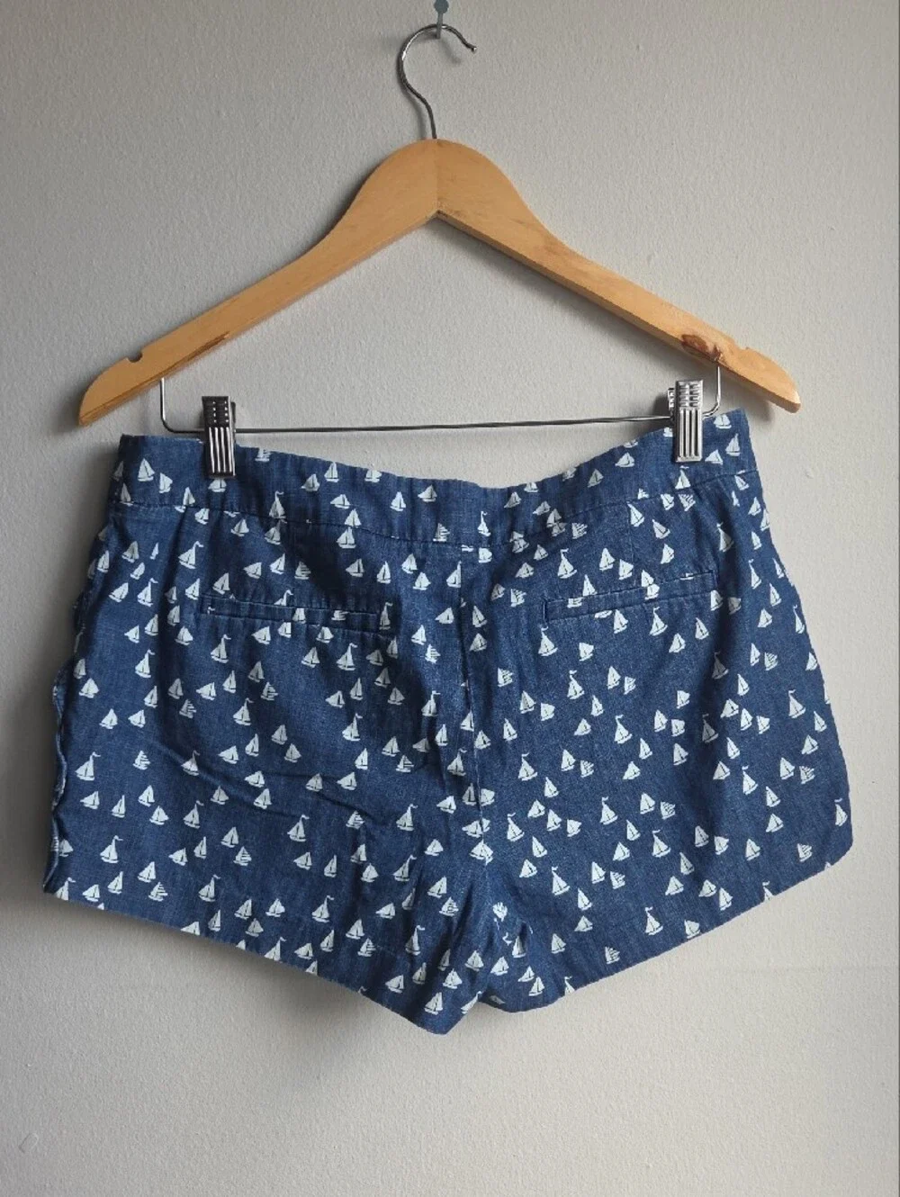 J. Crew Navy Blue Sailboat Print Jean Shorts - Picture 3 of 5